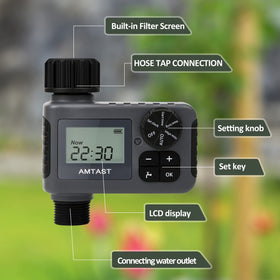 AMTAST Sprinkler Timer rain-delay helps conserve water during forecasted rain.
