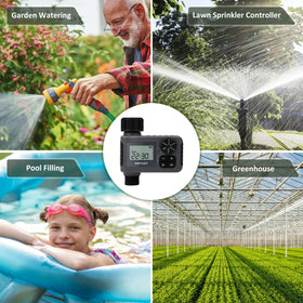 AMTAST Sprinkler Timer universal-thread fits common hoses, easy installation.