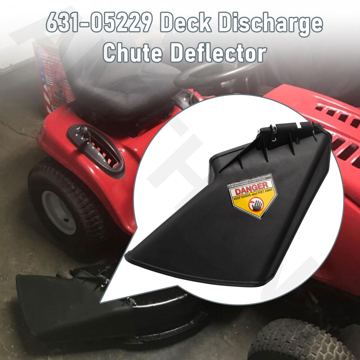 AMTHKNO deflector shown with MTD tractors for versatile fit