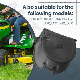 AMTHKNO E110-E130 shield guards belt area during mowing tasks