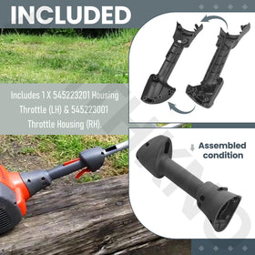 AMTHKNO image highlights Husqvarna compatibility with this throttle housing kit.