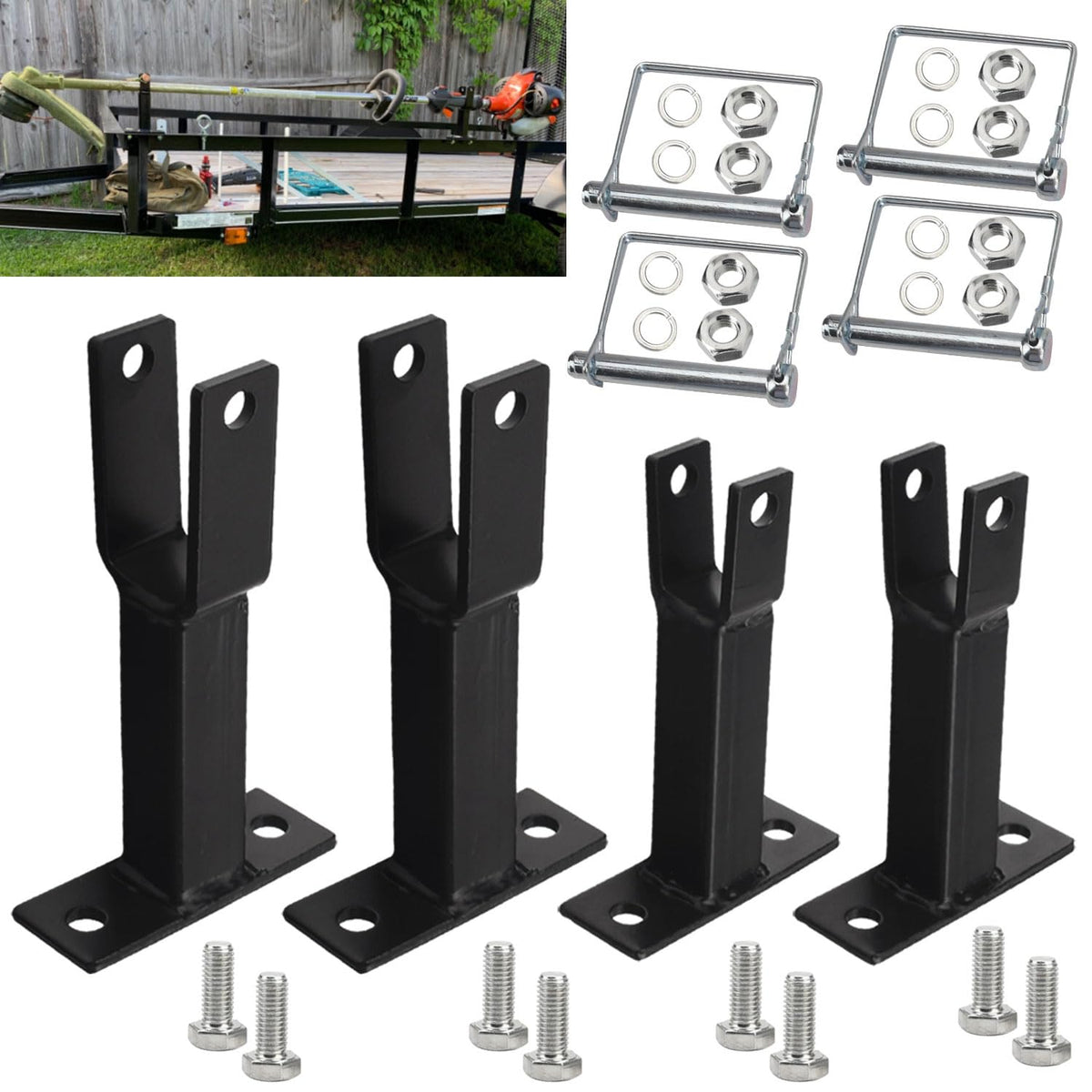 AMTHKNO trimmer rack compact storage saves trailer space.