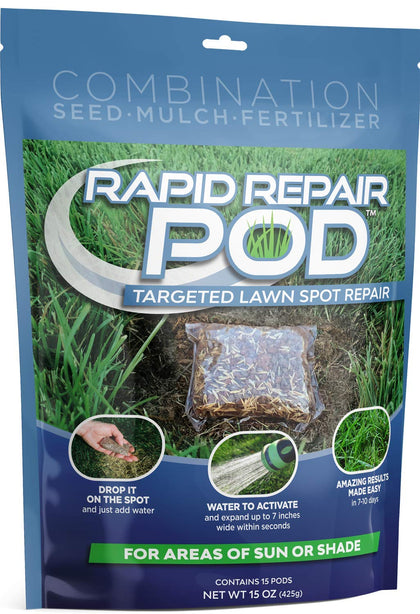 Amturf Rapid Repair Pod pack for quick, tool-free lawn spot repair.