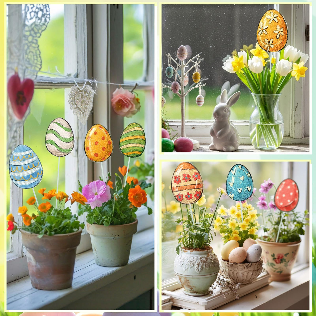Amyhill 12-pack Easter planter stakes provides versatile outdoor decorating options