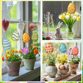Amyhill 12-pack Easter planter stakes provides versatile outdoor decorating options