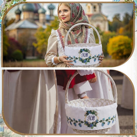 Amyhill Bread blessing basket wrap protecting Holy Communion bread from dust.