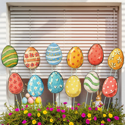 Amyhill Easter egg planter stake with colorful design for bright garden decor
