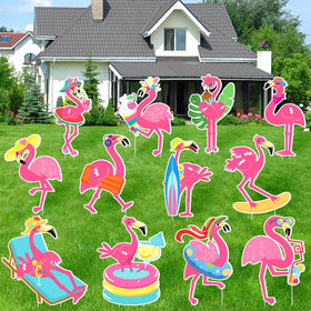 Amyhill flamingo yard signs 12-pack with stakes for easy lawn display