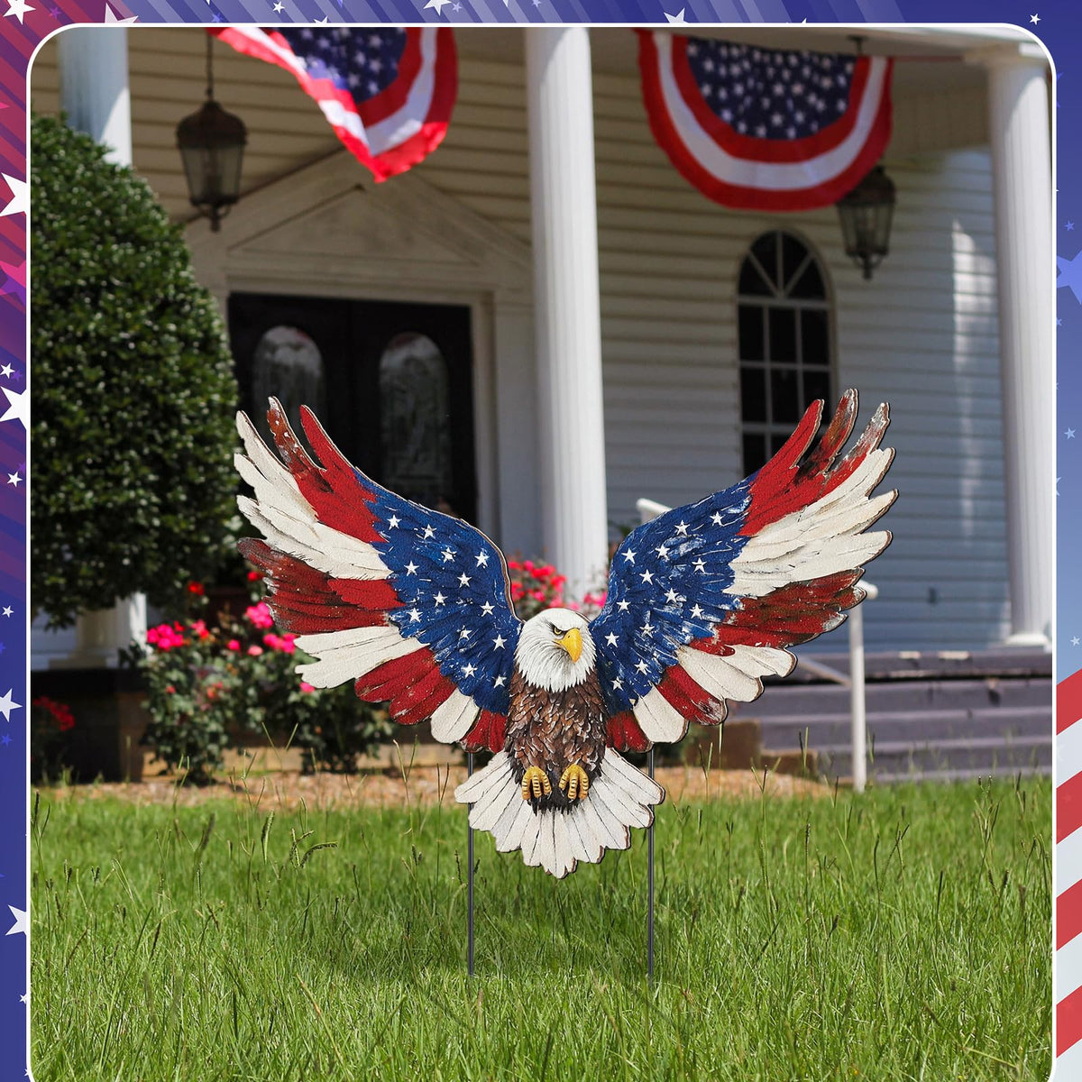 Amyhill fourth of july eagle decor enhances your patio with festive red, white, and blue.