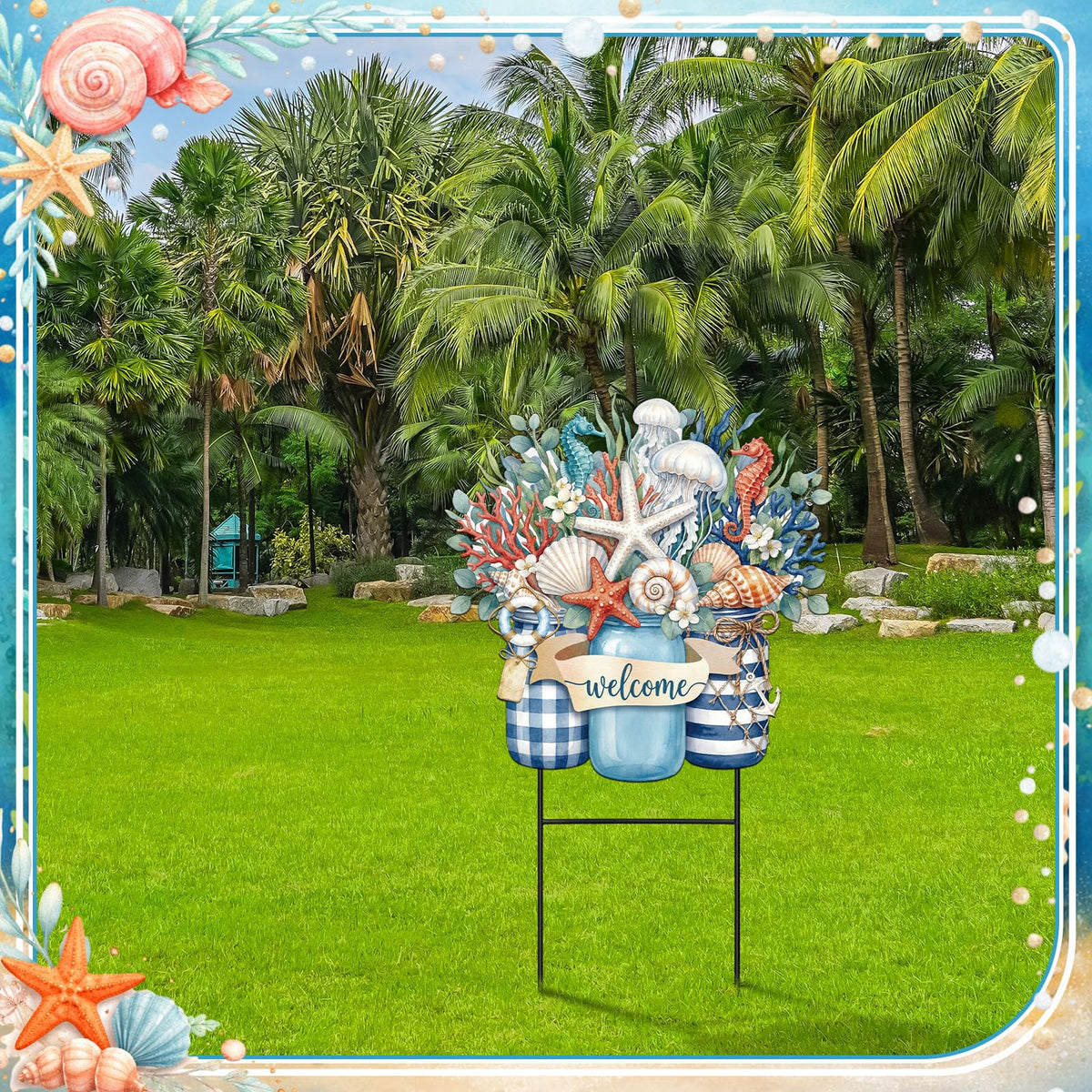 Amyhill garden yard sign serves as a welcoming focal point for guests