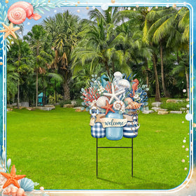 Amyhill garden yard sign serves as a welcoming focal point for guests