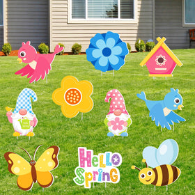 Amyhill hello spring yard sign size 7.1 by 11 inches for visibility.