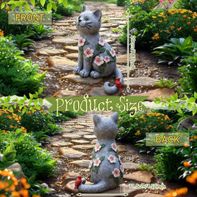 Amyhill outdoor cat statue solar light brightens porch with warm glow