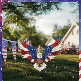 Amyhill outdoor eagle stake fits neatly among plants for bold statements.