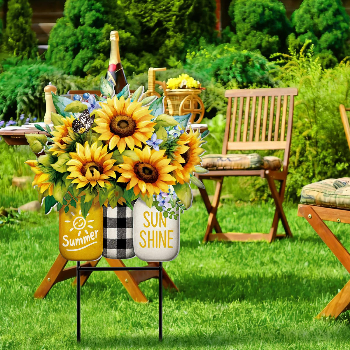 Amyhill outdoor sunflower decor endures weather while brightening patios and lawns