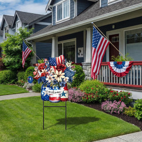 Amyhill patriotic yard sign welcomes guests with bold red white blue hues