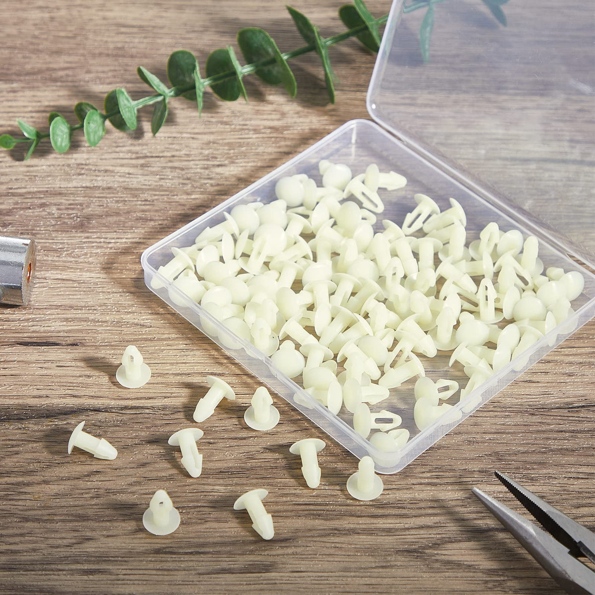 Bulk pack of 100 rivets supports multiple furniture projects.