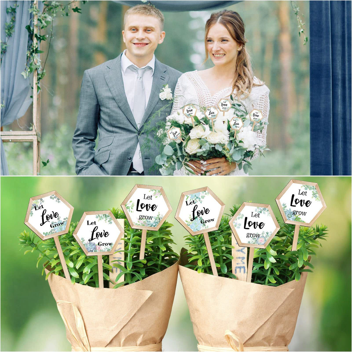 Amyhill Let Love Grow succulent markers brighten wedding and event decor