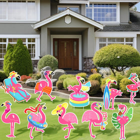 Amyhill summer party flamingo yard signs brightening lawns and sidewalks