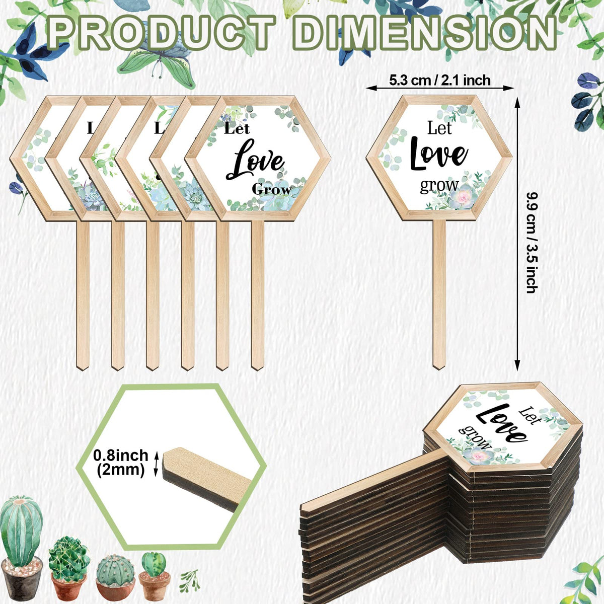 Amyhill wooden plant stakes used as wedding favors with rustic charm