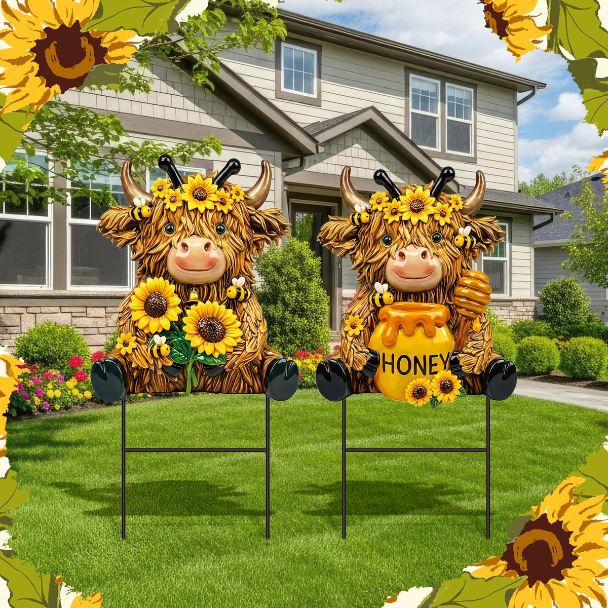 Amyhill welcome bee cow yard sign enhances entryways and porches