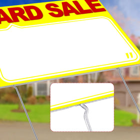 Amyhill yard sale sign double-sided closeup shows crisp print on durable plastic