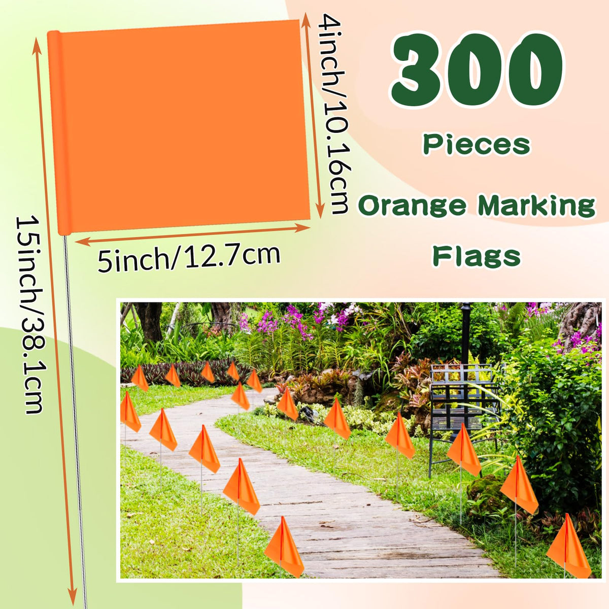 Amylove bright orange lawn flags boost visibility near sprinkler heads