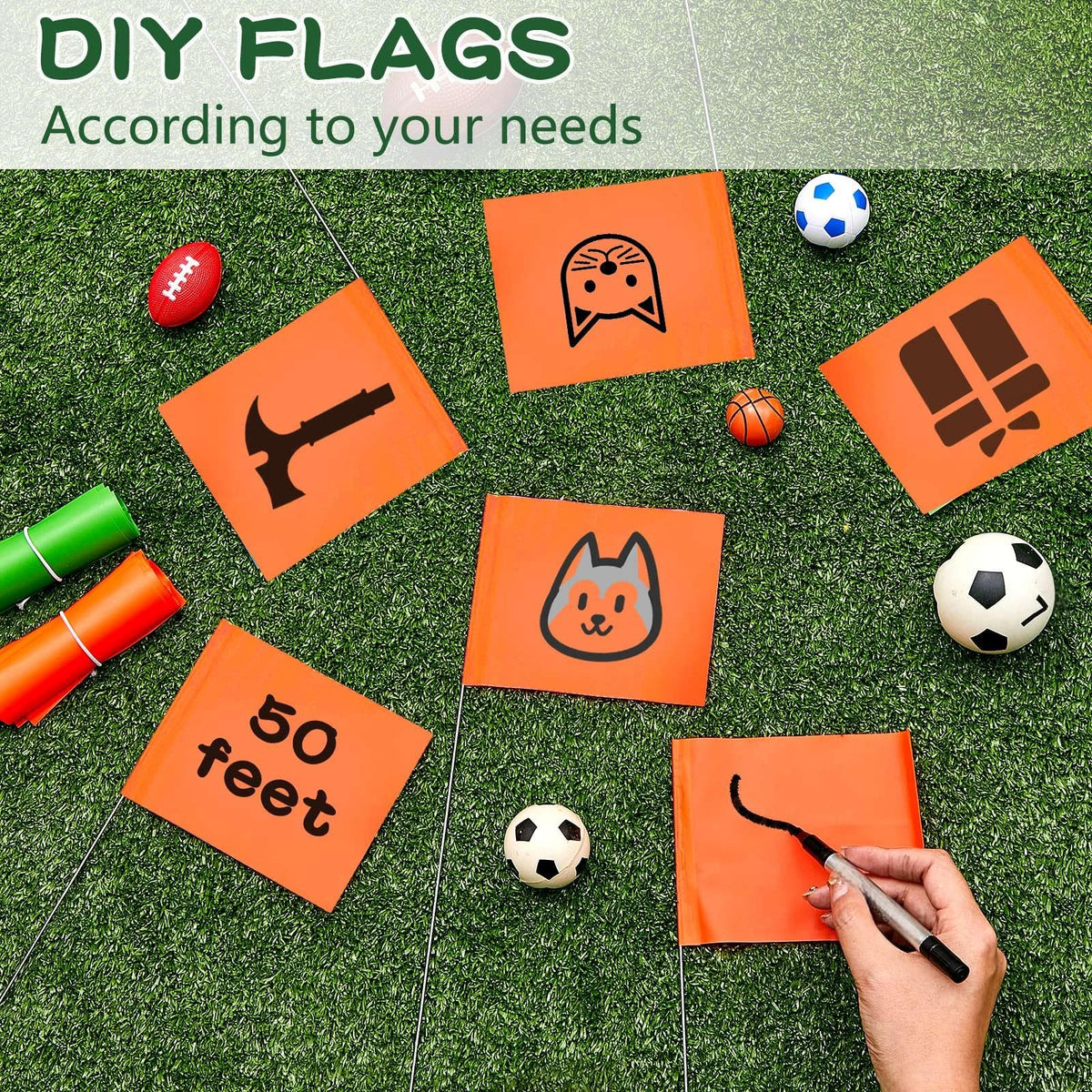Amylove flags on steel wire are easy to insert