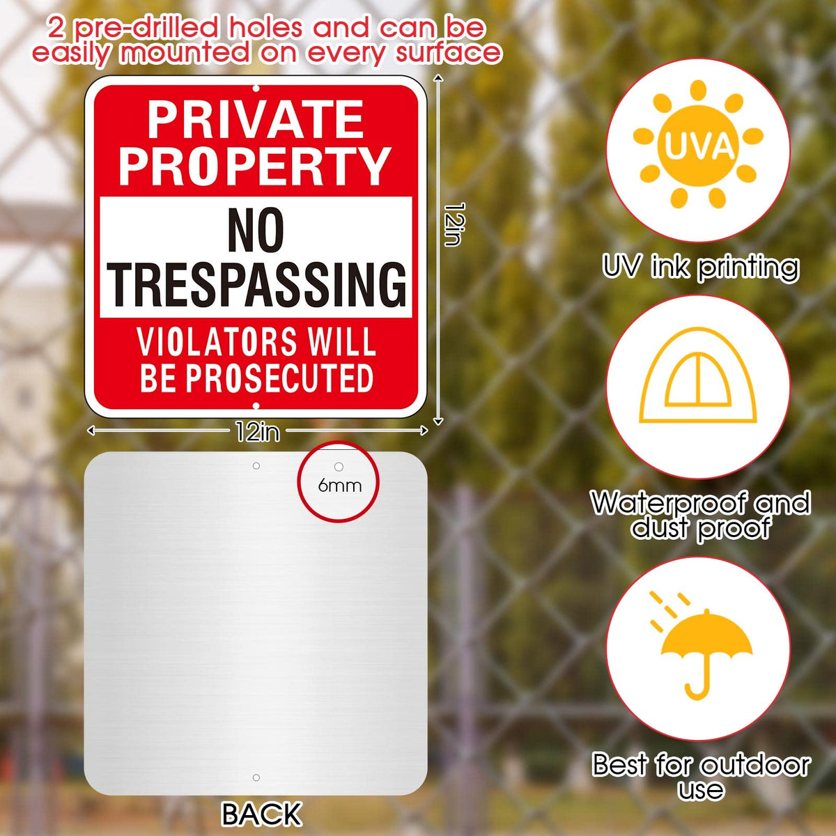 Amylove private-property sign, metal aluminum, durable for outdoor use.
