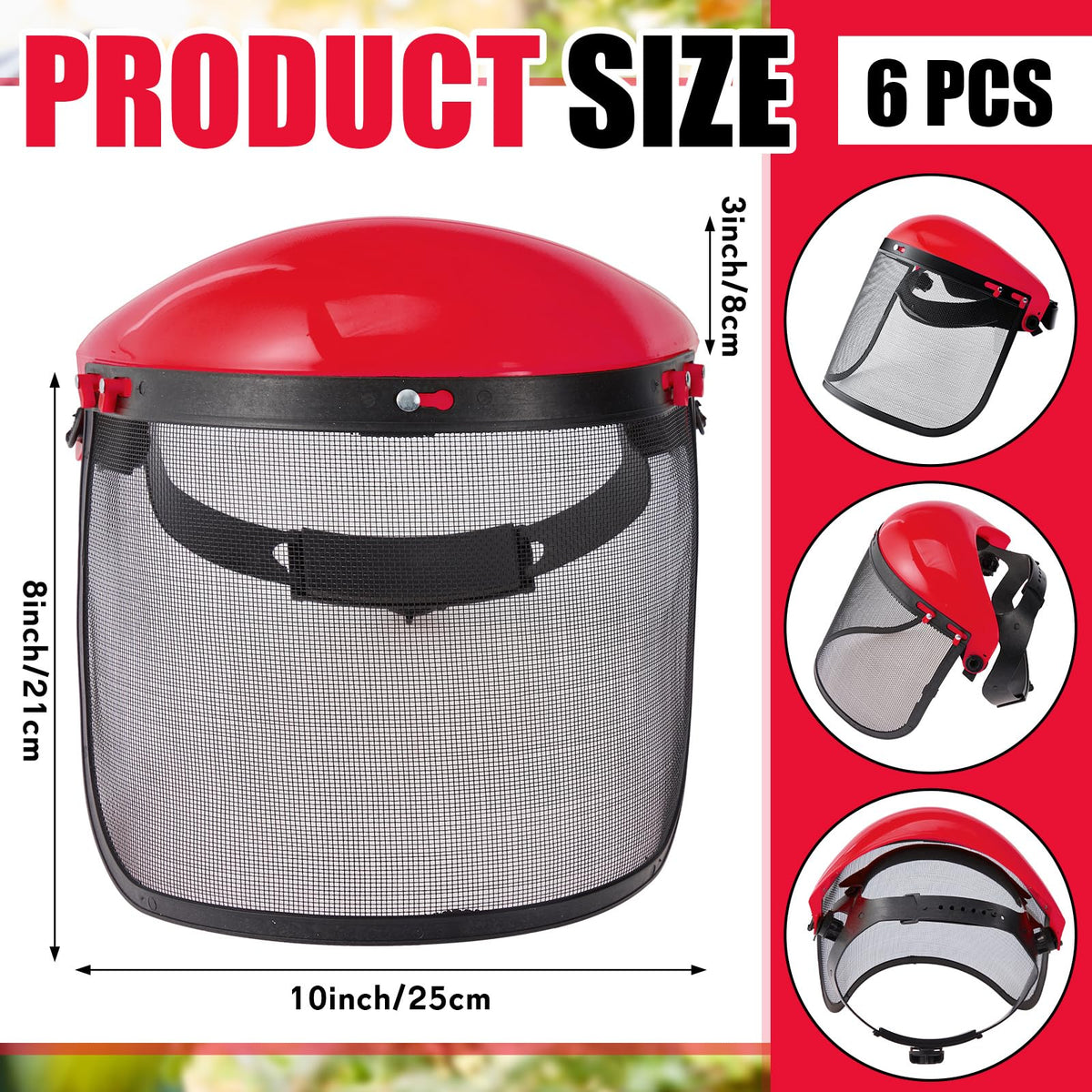 Amylove red face shield improves visibility and quick location on job sites.