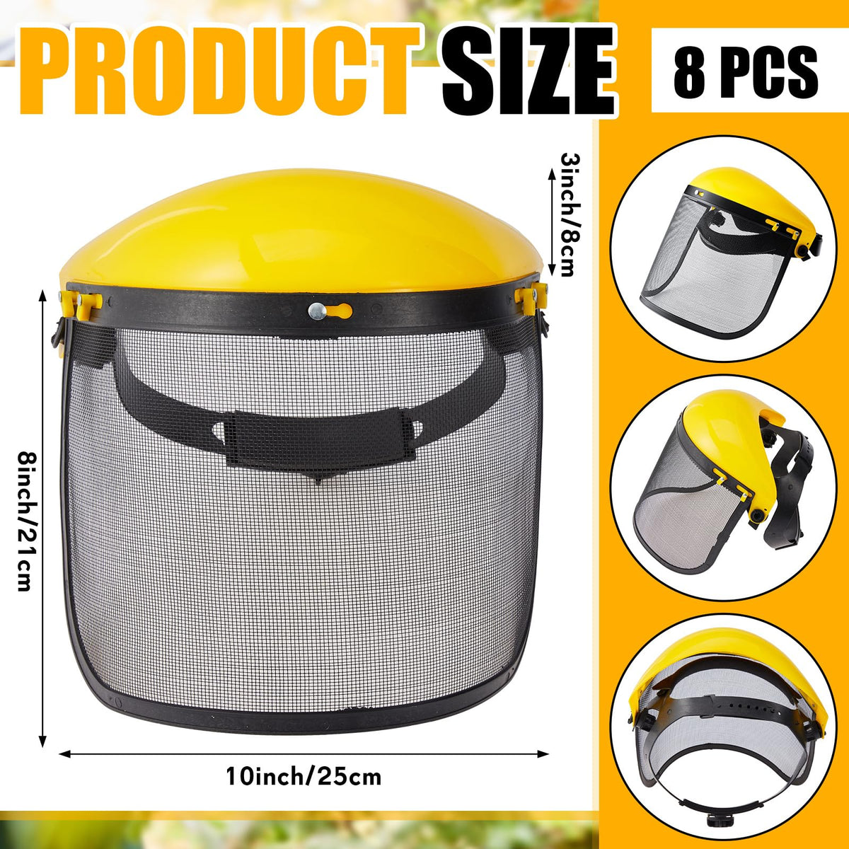 Amylove safety shield in bright yellow enhances visibility while you work outdoors