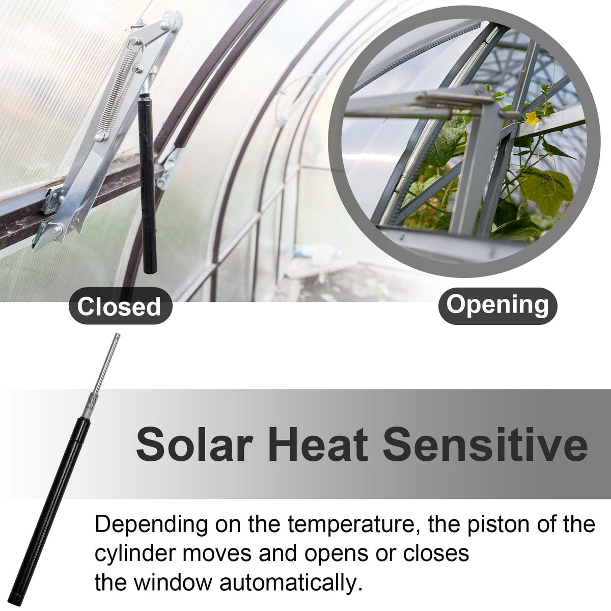 Amylove wind resistant greenhouse vent opener maintains stable temperatures