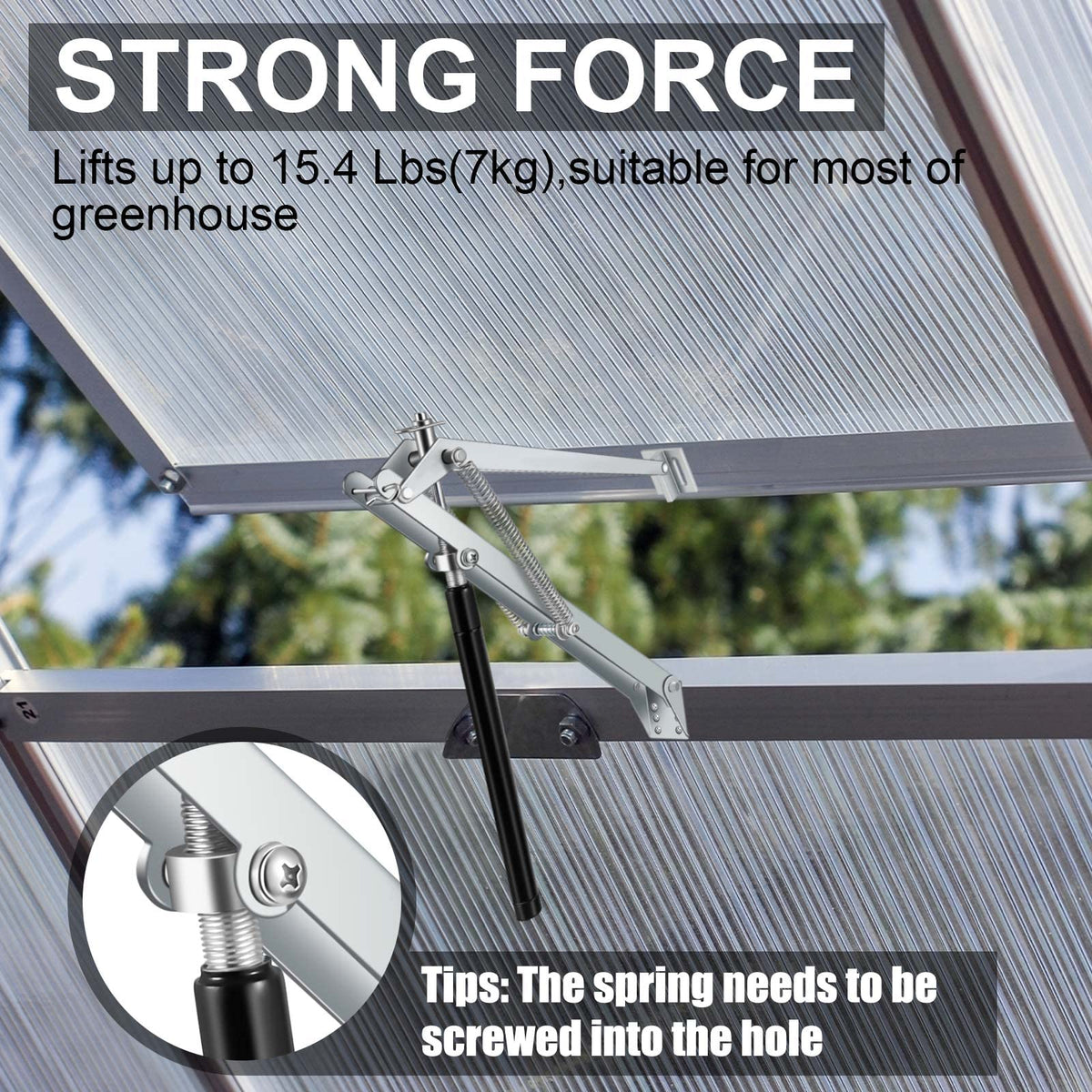 Amylove wind-resistance vent opener shown in windy mountain area for reliable airflow control.