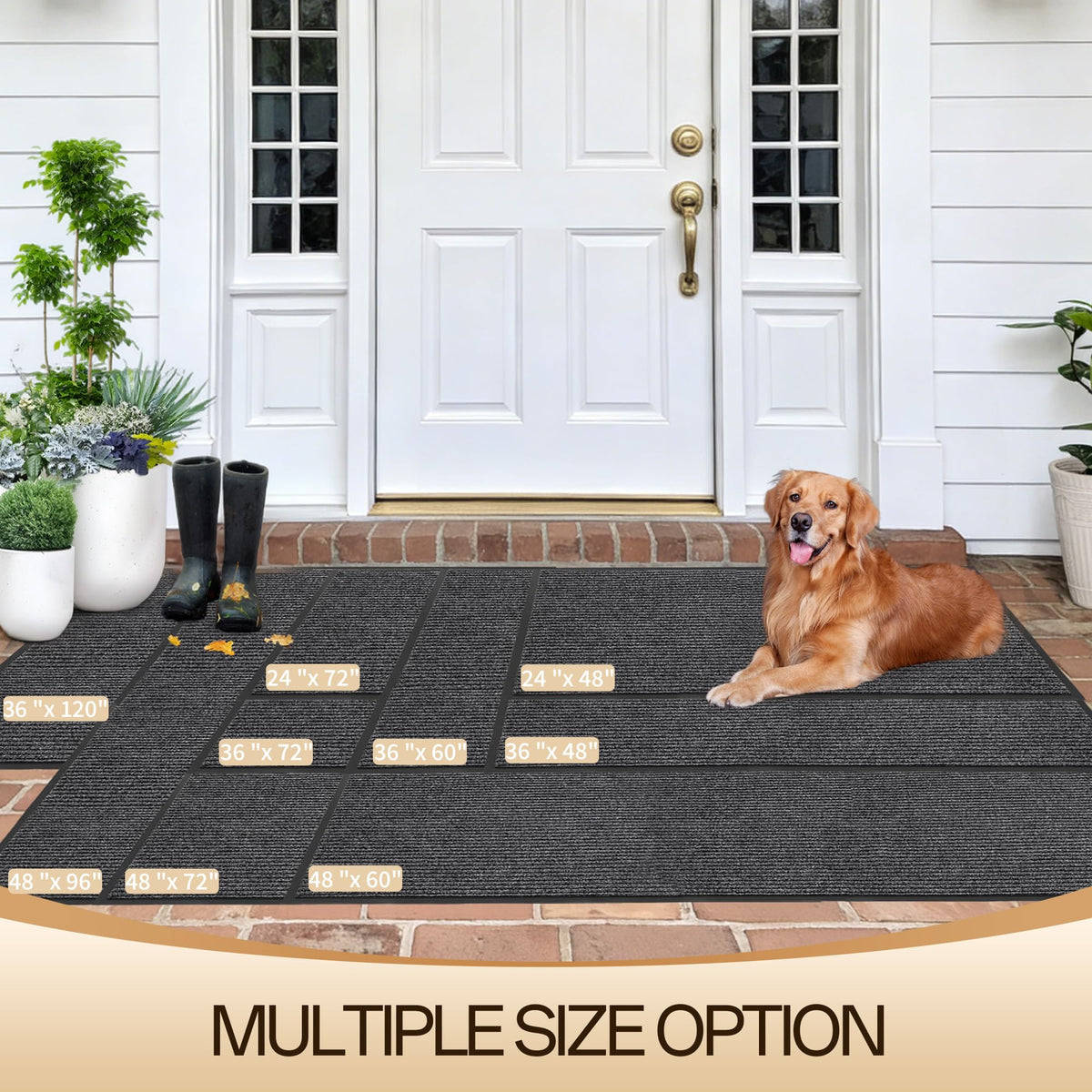 Amyracel indoor outdoor mat in wet weather keeps floors dry.