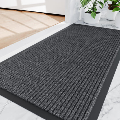 Amyracel front door mat with dirt-capture grooves keeps entryways dry and clean.