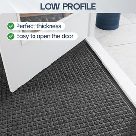 Amyracel mat shows low-profile edges that stay flat at the door
