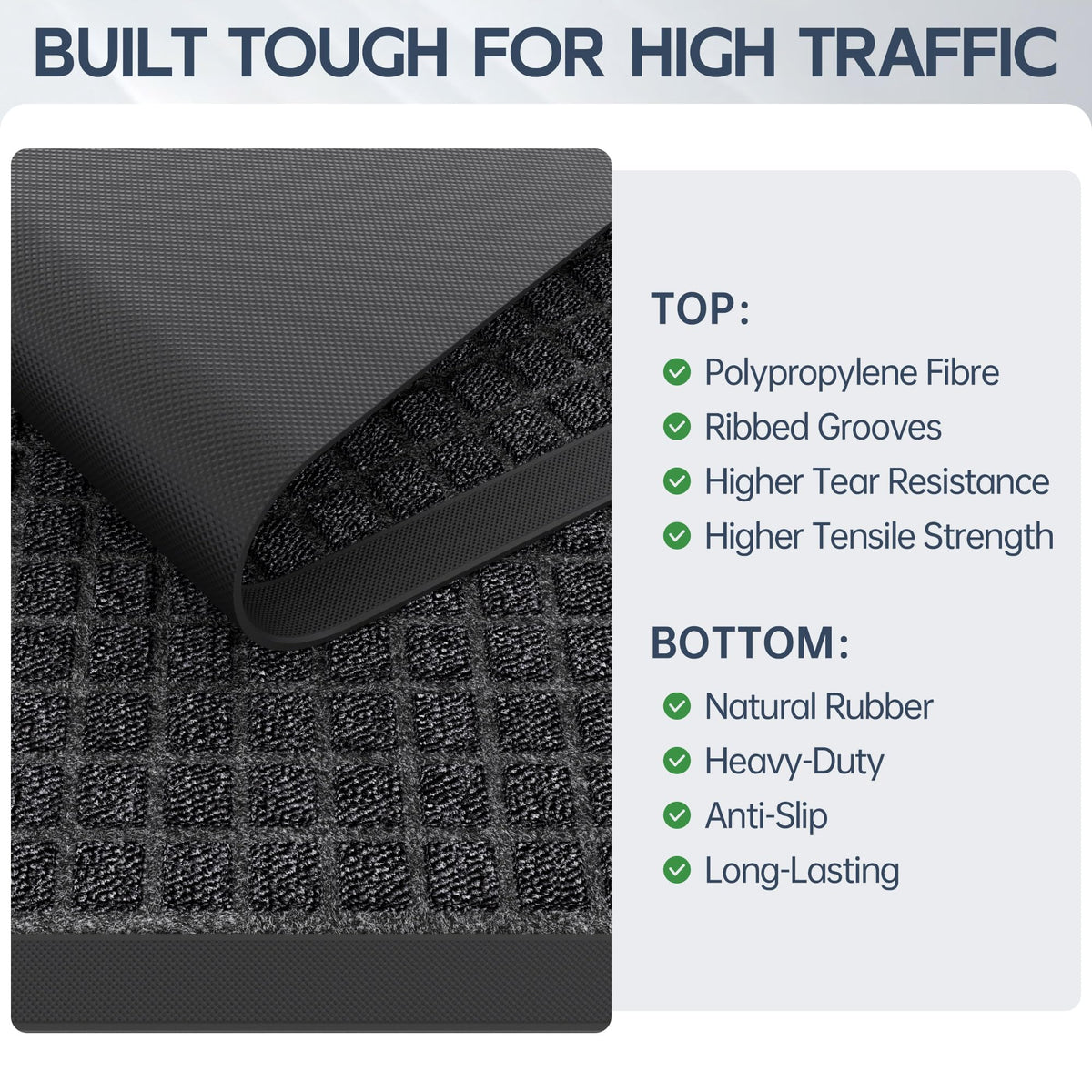 Amyracel low-profile mat at 0.2 inches keeps doors clear.