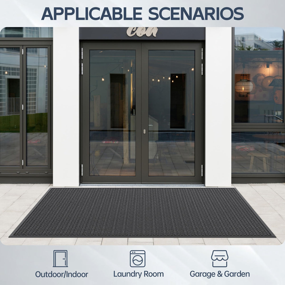 Amyracel waterproof mat works indoors and outdoors for practical entryways.