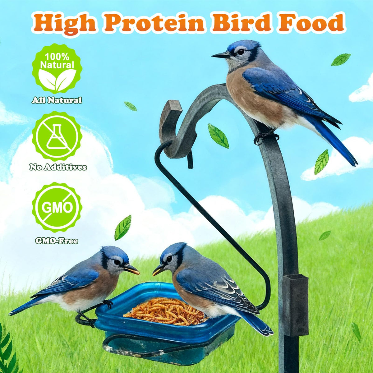Bird feeding idea using Amzey dried mealworms as a treat
