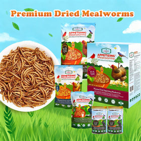 Packaging detail: Amzey mealworms in a convenient ready-to-use format