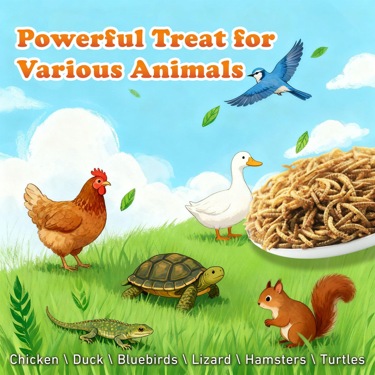 Reptile snack option with Amzey dried mealworms for variety