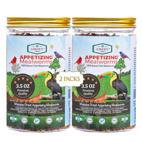 Amzey dried mealworms two-pack sealed jar for easy feeding