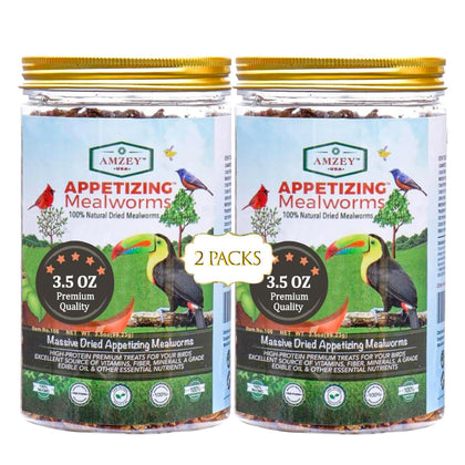 Amzey dried mealworms two-pack sealed jar for easy feeding