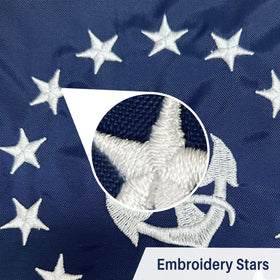 AMZFLAG yacht ensign flag showing brass grommets for secure mounting on boats.