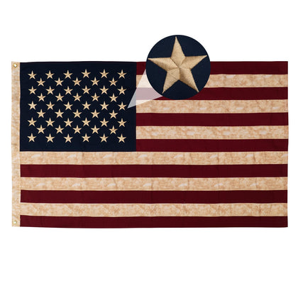 AMZFLAG cotton vintage flag 3x5 ft tea-stained for historical decor.