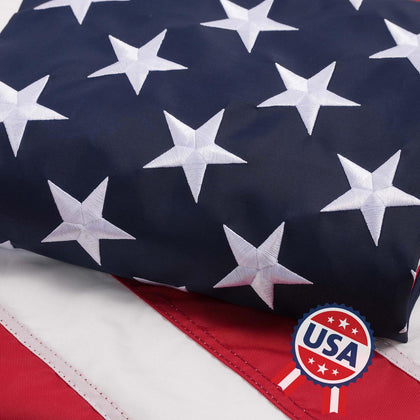 AMZFLAG embroidered outdoor flag, front view, showcasing durable detail for exterior display.