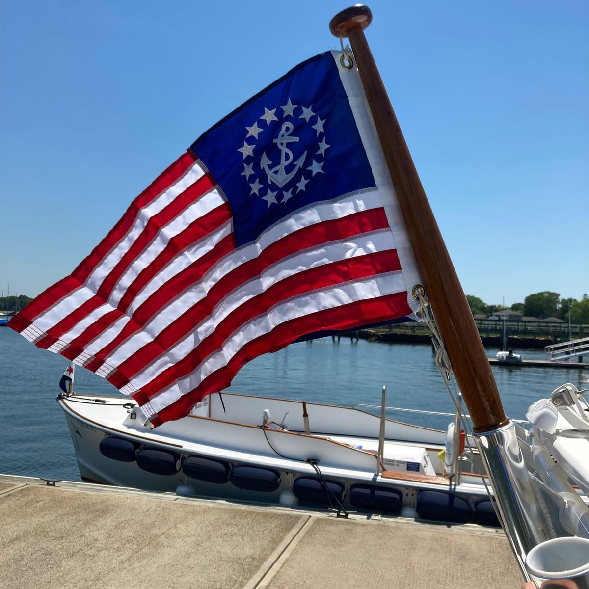 AMZFLAG embroidered yacht ensign flag for durable outdoor use on vessels.