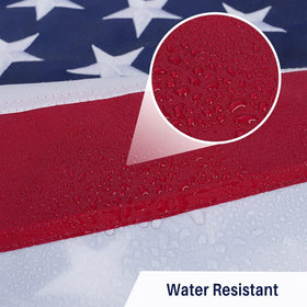 AMZFLAG heavy-duty polyester fabric resisting wind and weather during outdoor use.