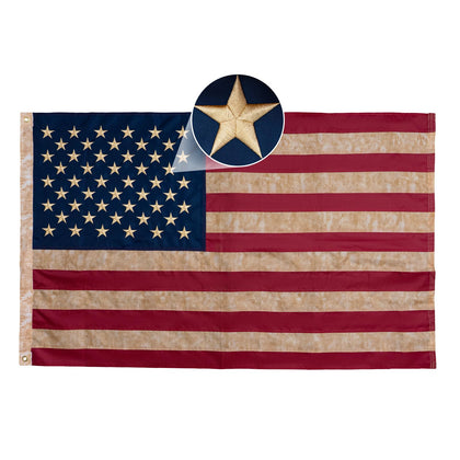 AMZFLAG vintage tea-stained 3x5 flag for nostalgic decor and display.