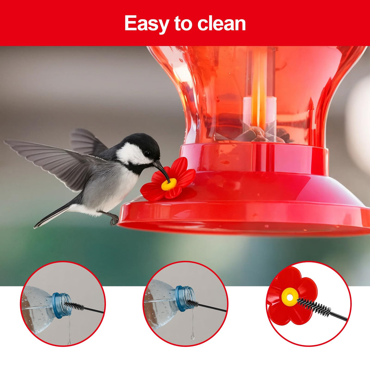 Amzlysdok cleaning brushes included with feeder flowers for easy maintenance.